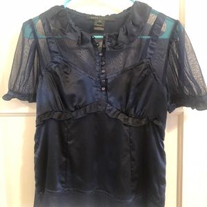Marc Jacobs vintage navy silk blouse
